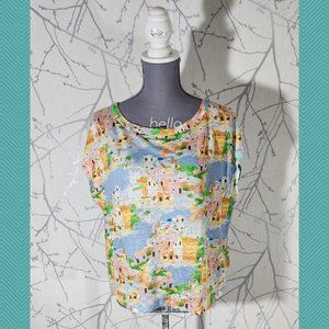 Cynthia Rowley Greek Seaside Printed 100% Linen Tee